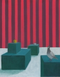 馬渡裕子の油彩画作品「箱のある部屋」